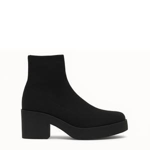 NEW EVERGLADES women's stretch sock knit boots with platform block heel in black